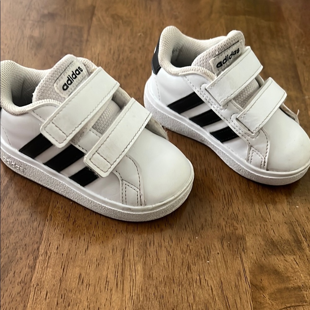 Adidas Kids White and Black Sneakers